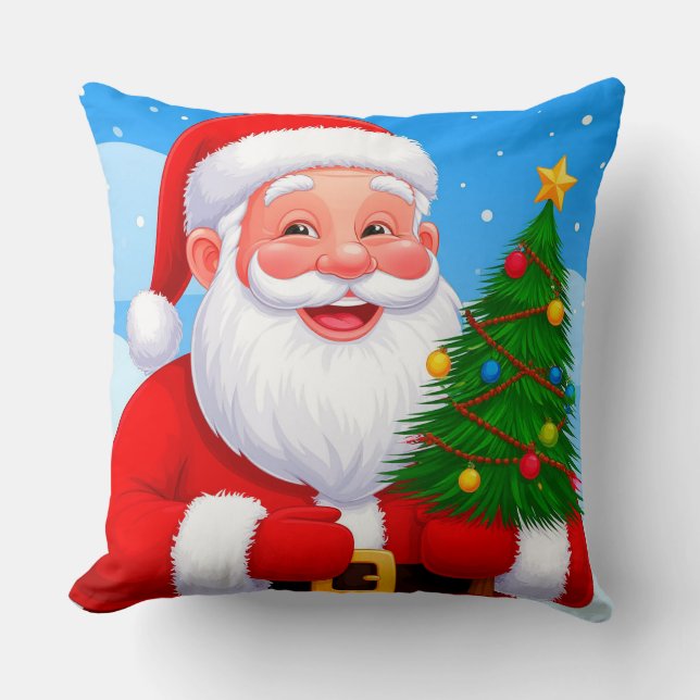 Fröhlicher Weihnachtsmann Kissen (Vorderseite)