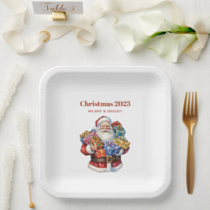 Fröhlicher Weihnachtsmann Klassisches Weihnachten Pappteller