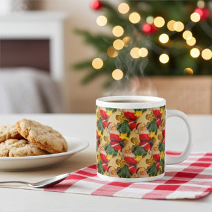 Fröhlicher Weihnachtsmann klettert auf den Weihnac Jumbo-Tasse