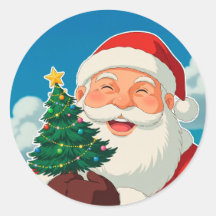 Fröhlicher Weihnachtsmann mit einem kleinen Weihna