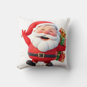 Fröhlicher Weihnachtsmann mit festlichen Geschenke Kissen