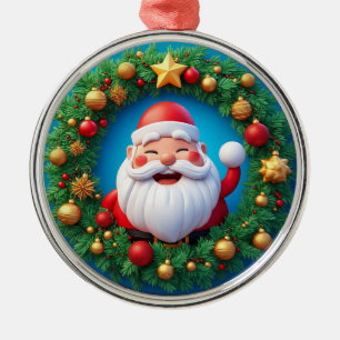 Fröhlicher Weihnachtsmann mit schneier Christmas Ornament Aus Metall