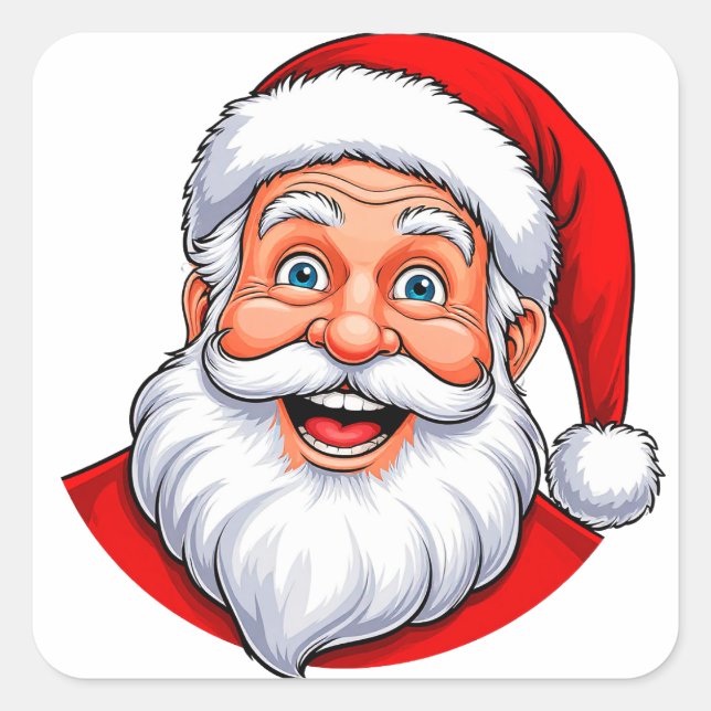 Fröhlicher Weihnachtsmann Quadratischer Aufkleber (Vorderseite)