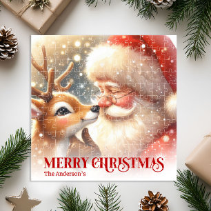 Fröhlicher Weihnachtsmann Rudolph Personalisiertes Puzzle