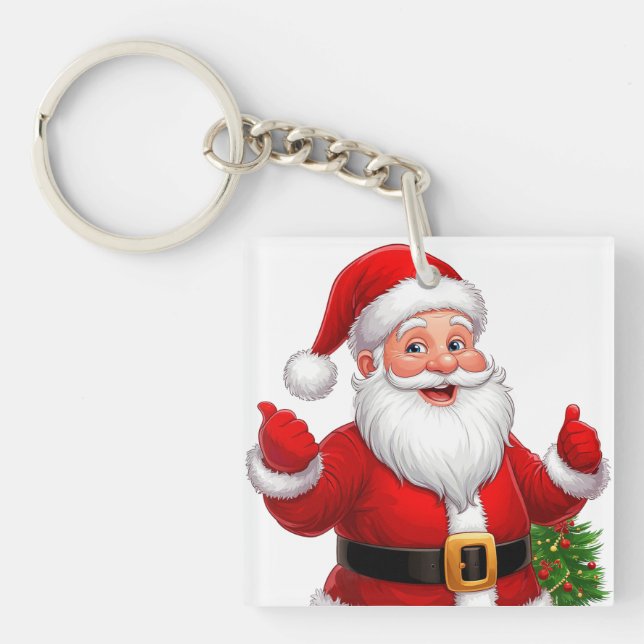 Fröhlicher Weihnachtsmann Schlüsselanhänger (Vorderseite)