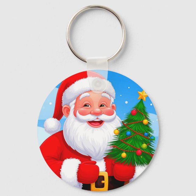 Fröhlicher Weihnachtsmann Schlüsselanhänger (Vorderseite)