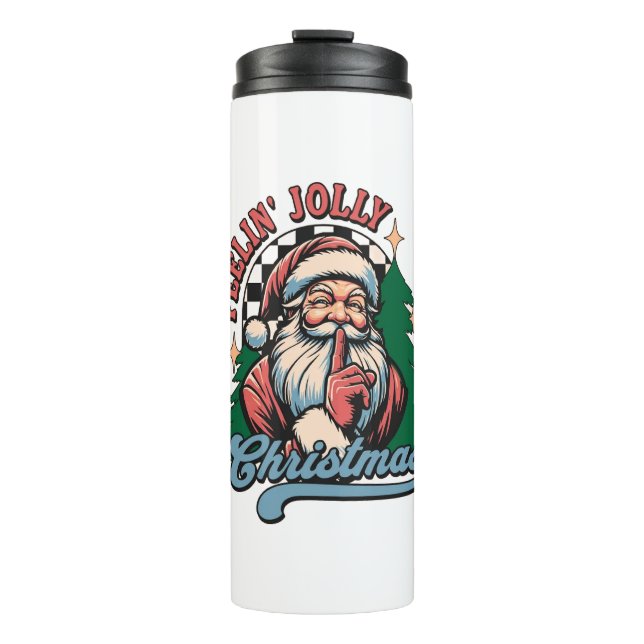 Fröhlicher Weihnachtsmann Thermosbecher (Vorderseite)