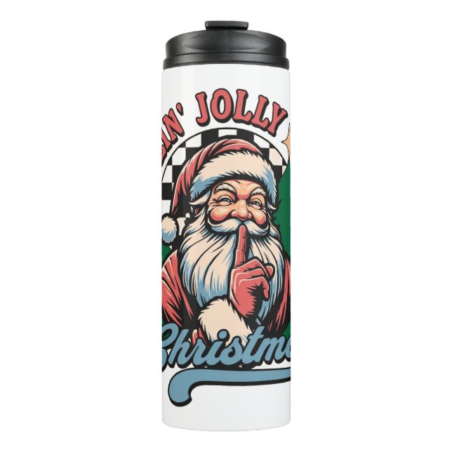 Fröhlicher Weihnachtsmann Thermosbecher (Vorderseite)