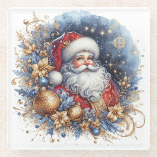 Fröhlicher Weihnachtsmann & Weihnachten Glasuntersetzer