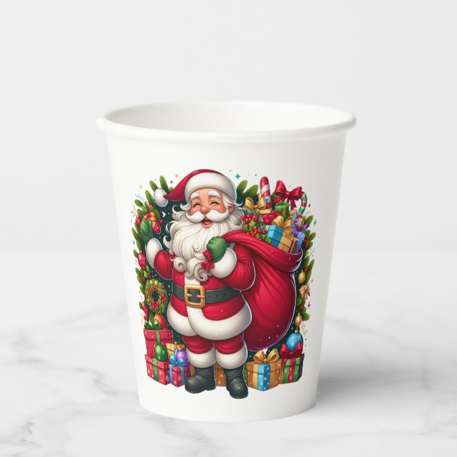 Fröhlicher Weihnachtsmann Weihnachten Pappbecher (Vorderseite)