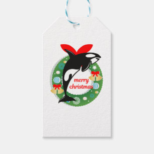 Fröhlicher Weihnachtsmörderwal Geschenkanhänger