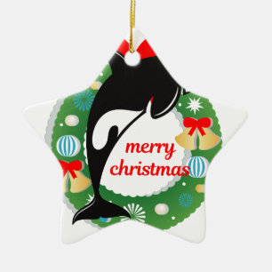 Fröhlicher Weihnachtsmörderwal Keramik Ornament