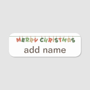 Fröhlicher Weihnachtsstext hängt Garland Namensschild
