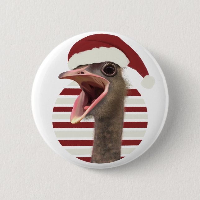 Fröhlicher Weihnachtsstrich mit Weihnachtsmannmütz Button (Vorderseite)