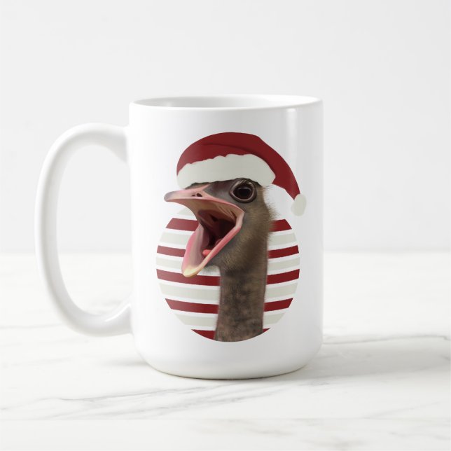 Fröhlicher Weihnachtsstrich mit Weihnachtsmannmütz Kaffeetasse (Links)