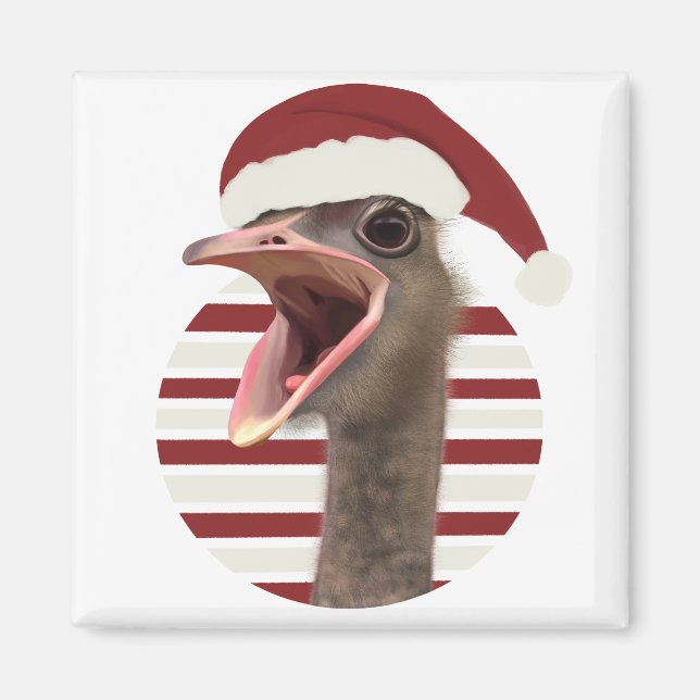 Fröhlicher Weihnachtsstrich mit Weihnachtsmannmütz Magnet (Vorne)