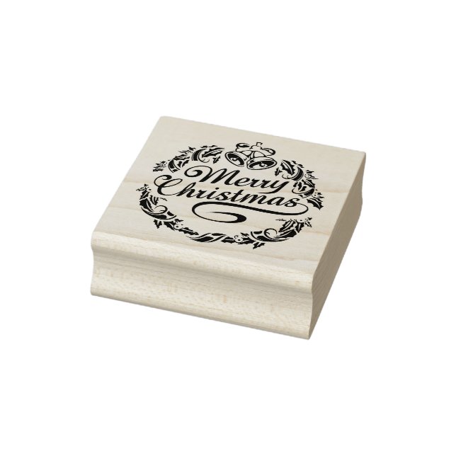 Fröhlicher Weihnachtstext, Glocken und heilig Gummistempel (Stempel)