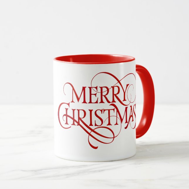 Fröhlicher Weihnachtstext Tasse (VorderseiteRechts)