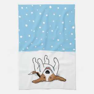 Fröhlicher Winter Schnee Beagle - Süße Hunde Carto Küchentuch