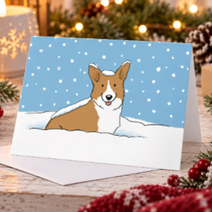 Fröhlicher Winter-Schnee-Corgi Süßer Hund Weihna Feiertagskarte