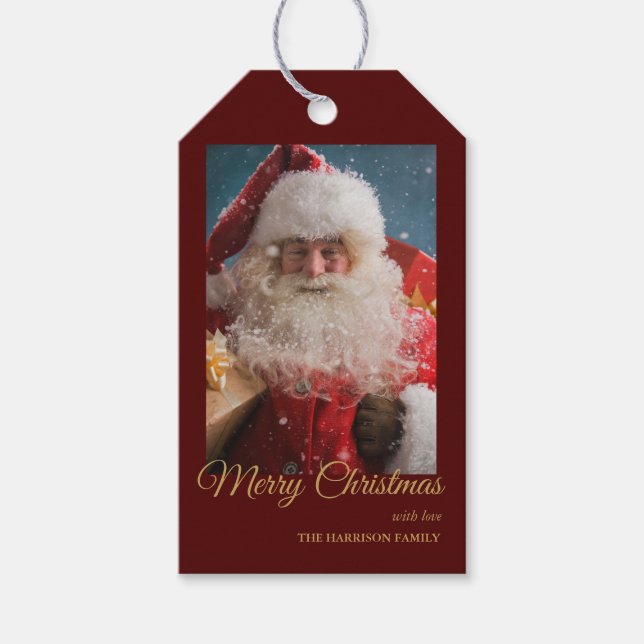 Fröhlicher Winter Weihnachtsmann | Frohe Weihnacht Geschenkanhänger (Vorderseite)