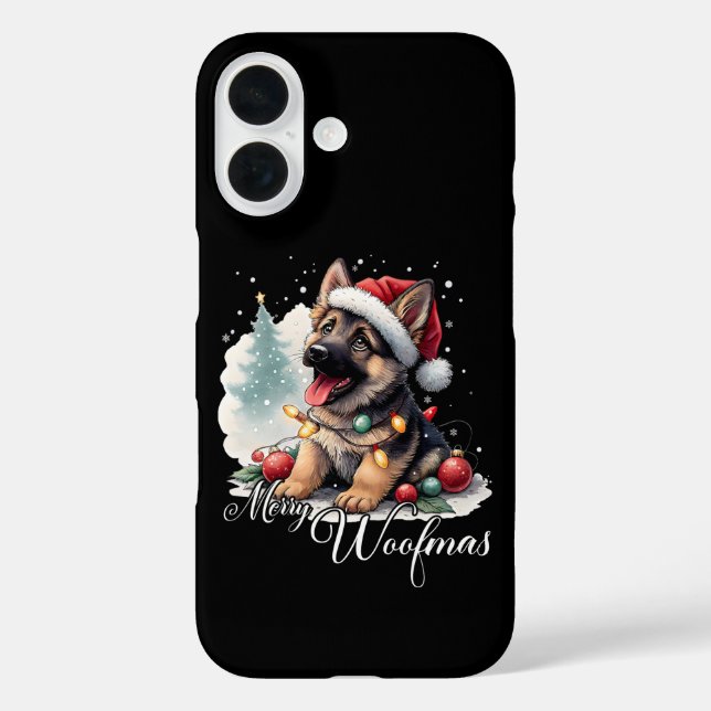 Fröhlicher Woofmas Deutscher Schäferhund Case-Mate iPhone Hülle (Rückseite)