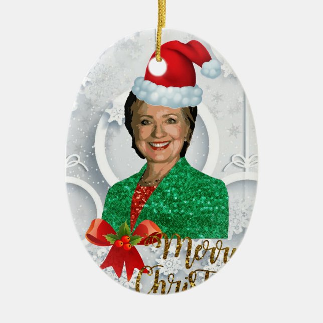 fröhlicher xmas Hillary clinton Keramikornament (Vorne)