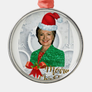 fröhlicher xmas Hillary clinton Silbernes Ornament