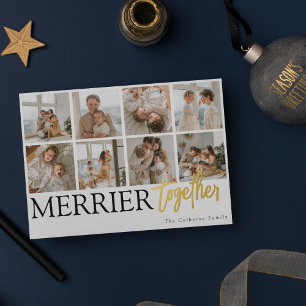 Fröhlicher Zusammen Familienfoto-Collage Weihnacht Folien Feiertagskarte