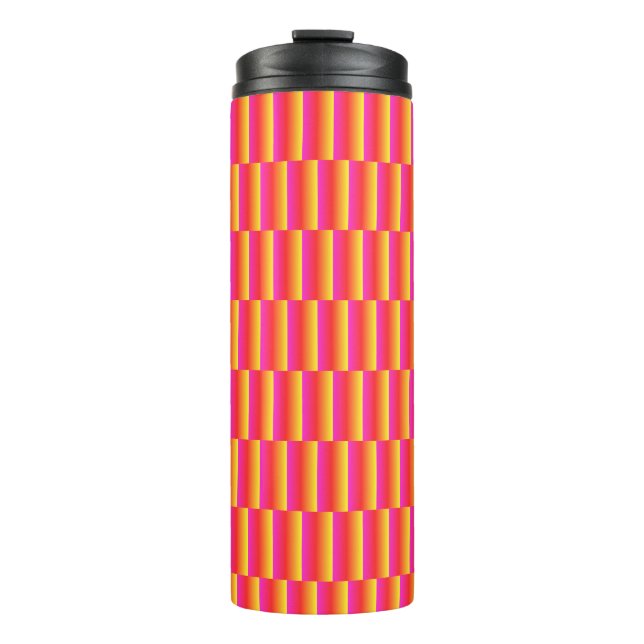 Fröhliches 3D-Regenbogen-Kachel-Muster Thermosbecher (Vorderseite)