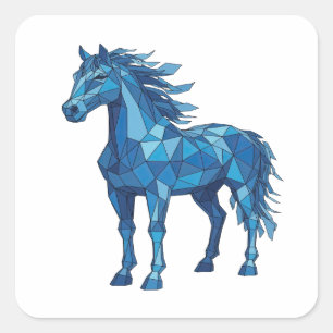 Fröhliches Blau BLUE ICE HORSE Aufkleber Kunst