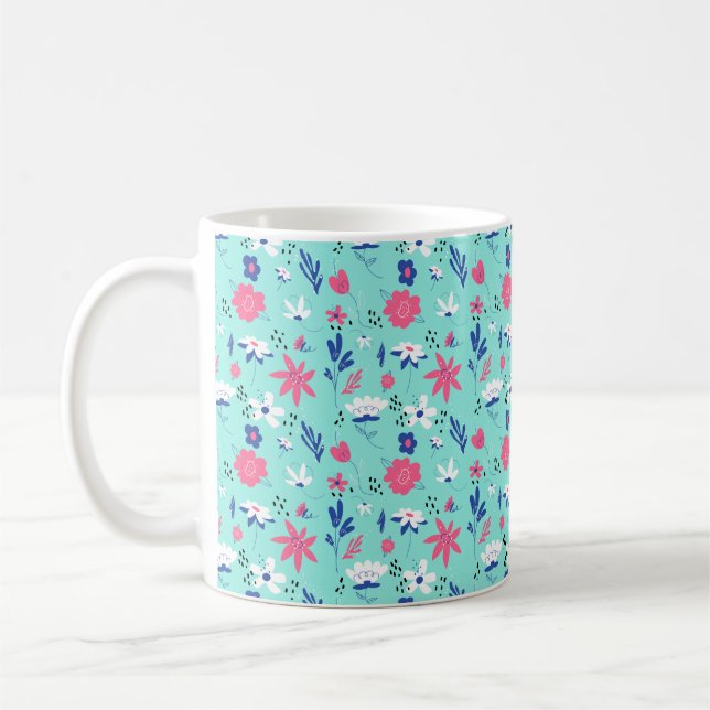 Fröhliches Blumenmuster Kaffeetasse (Links)