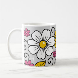 Fröhliches Blumenmuster mit kräftigen Umrandungen Kaffeetasse