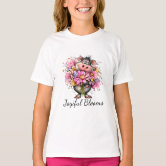 Fröhliches Blüten-Kinder-Schwein-Floral-T-Shirt T-Shirt