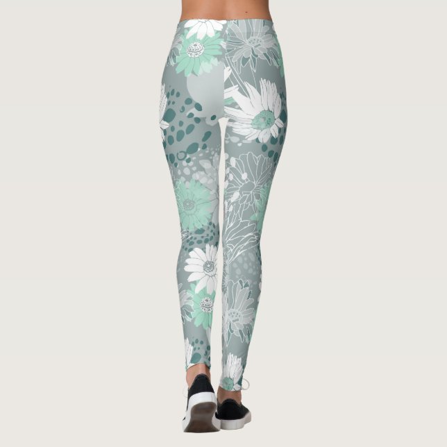 Fröhliches Bohemisch in Aqua Gray Leggings (Rückseite)