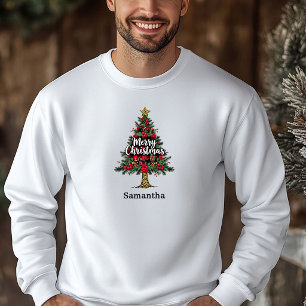 Fröhliches Büffel-Karo-Baum-Weihnachts-Pullover Wi Hoodie