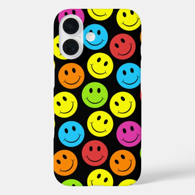 Fröhliches buntes Gesichter-Muster Case-Mate iPhone Hülle (Rückseite)