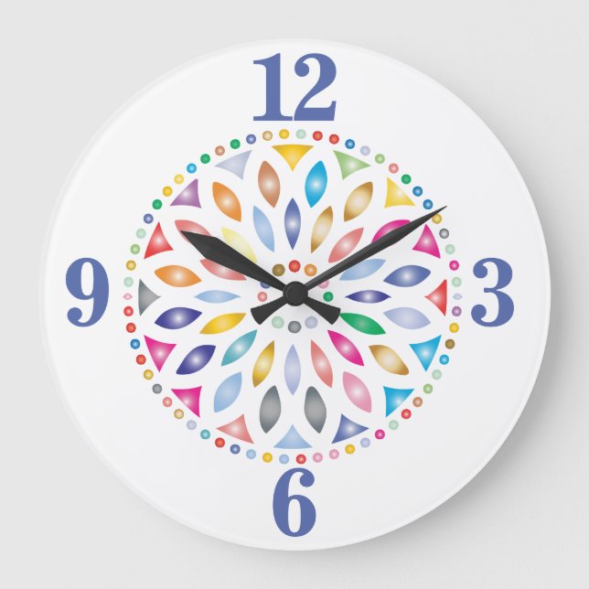 fröhliches buntes Mandala Design Große Wanduhr (Vorderseite)