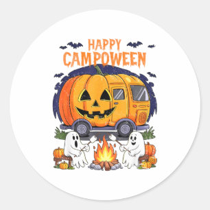 Fröhliches Camp-o-ween Halloween Camping Geister U Runder Aufkleber