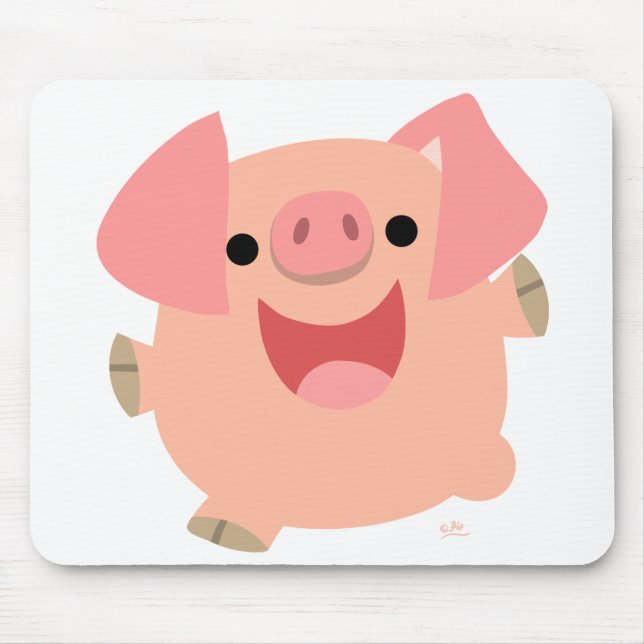 Fröhliches Cartoon-Schwein mousepad (Vorne)