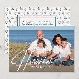 Fröhliches Chanukka-Familienfoto Chanukka-Karte Feiertagskarte