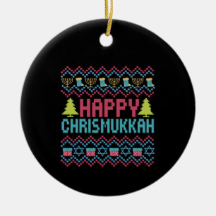 Fröhliches Chrismukkah Lustiges Jüdisches Hässlich Keramik Ornament