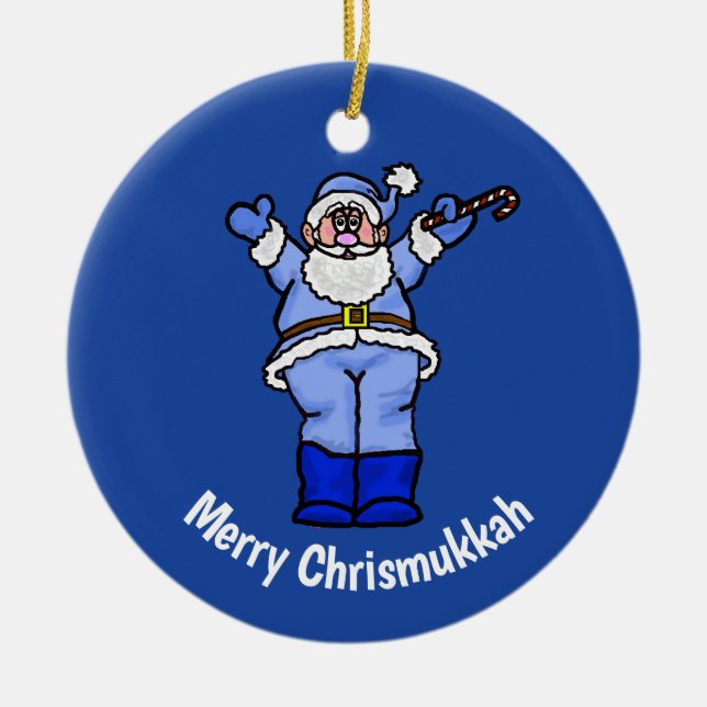 Fröhliches Chrismukkah Sankt Orament Keramik Ornament (Vorne)