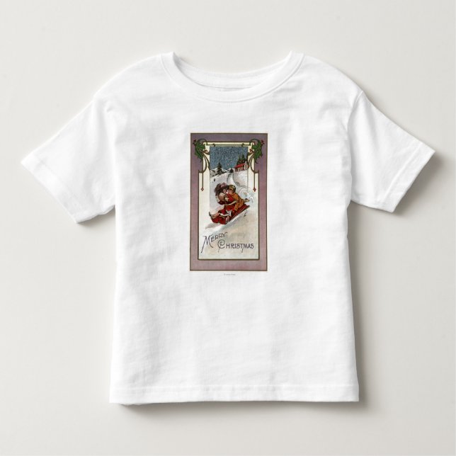 Fröhliches ChristmasCouple Sledding Kleinkind T-shirt (Vorderseite)