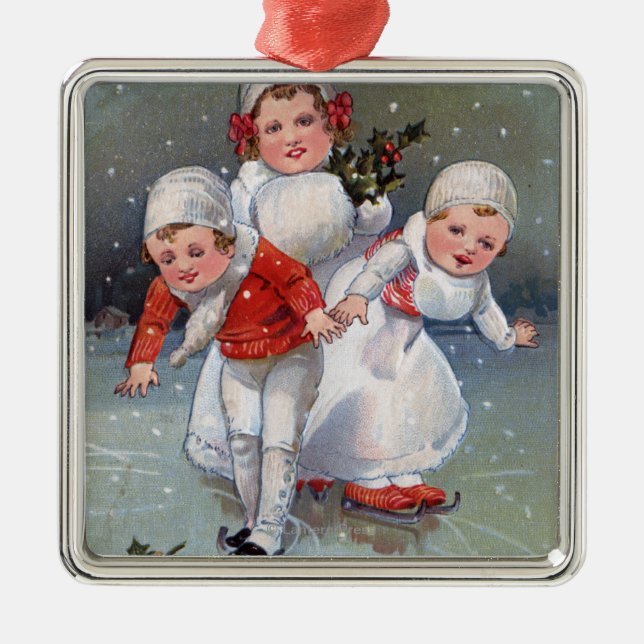 Fröhliches ChristmasLittle scherzt Eis-Skaten Ornament Aus Metall (Vorne)