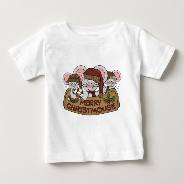 Fröhliches Christmouse Baby T-shirt (Vorderseite)
