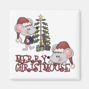 Fröhliches Christmouse mit Baum Magnet