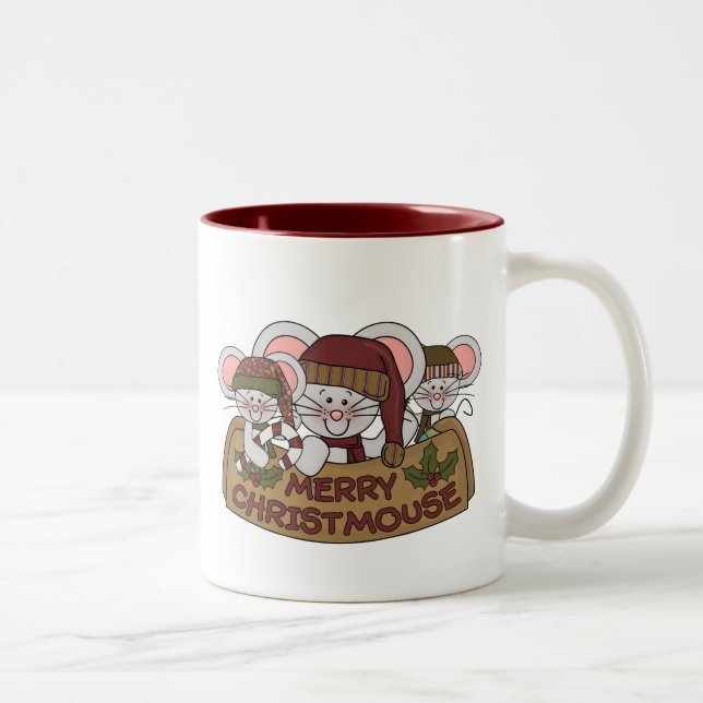 Fröhliches Christmouse Zweifarbige Tasse (Rechts)