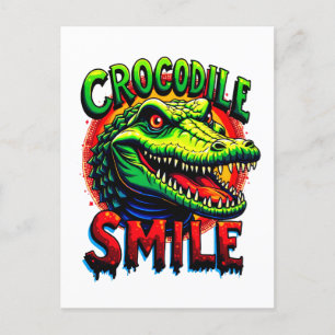 "Fröhliches Crocodile Lächeln - Spaß und Whimsical Postkarte