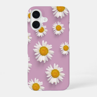 Fröhliches Daisy-Muster auf rosa Hintergrund iPhone 16 Hülle